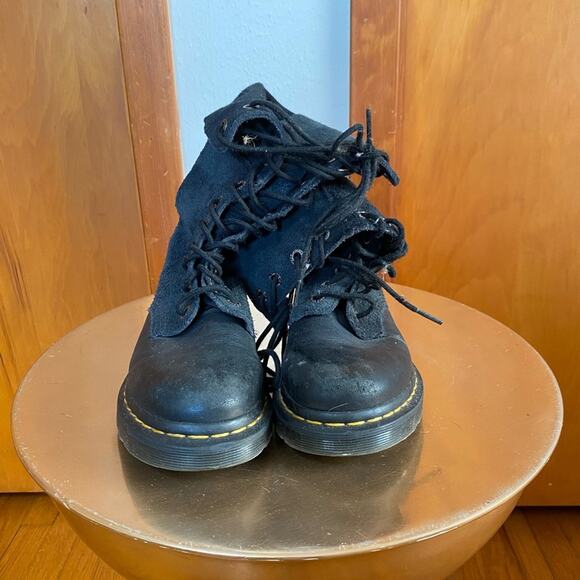 Dr. Martens | Women’s Black Suede Foldover Combat Boots - EU 37 US 6 - Well Worn - Picture 2 of 15
